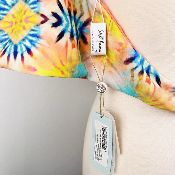 NWT Luli Fama XL Crossover Halter Bikini Top Reversible Sol Multicolored Print - Picture 5 of 6